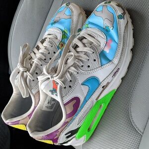 Nike Air Max CZ3992 900 Women's White Multi Graphic Leather Shoes Size 10